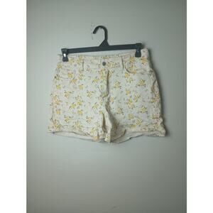 Judy Blue Mid Rise Cream Floral Denim Shorts Cotton Spandex Women 1X